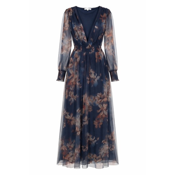 Baltic Born Floral Maxi Dress 3XL Blue Sheer Boho Romantic Cottagecore - Picture 2 of 8